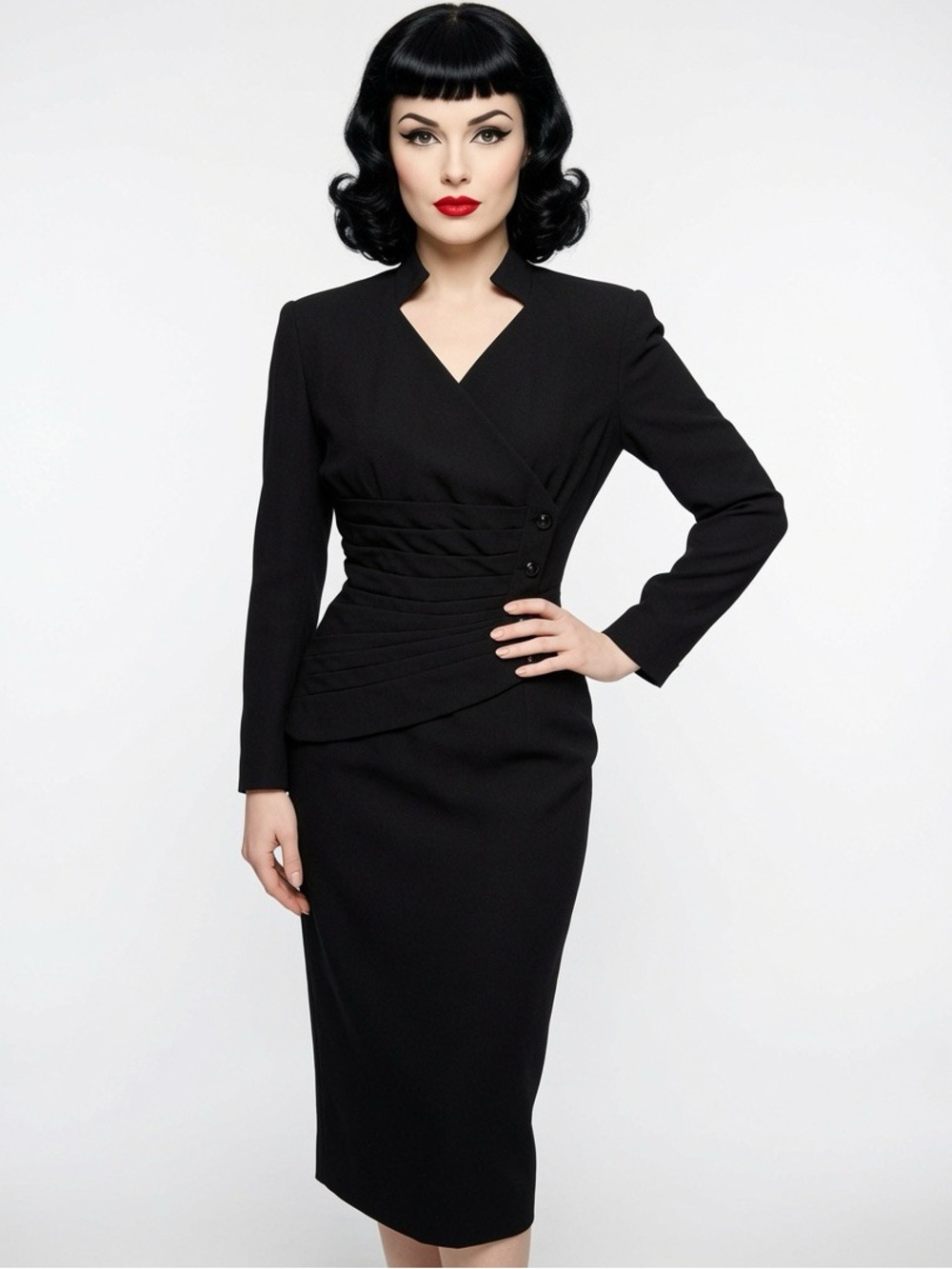 Vintage 1950s Lilli Ann Asymmetrical Skirt Suit Rare Black Power Drezs Princess✨